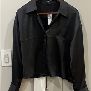 Express Black Satin Blouse
